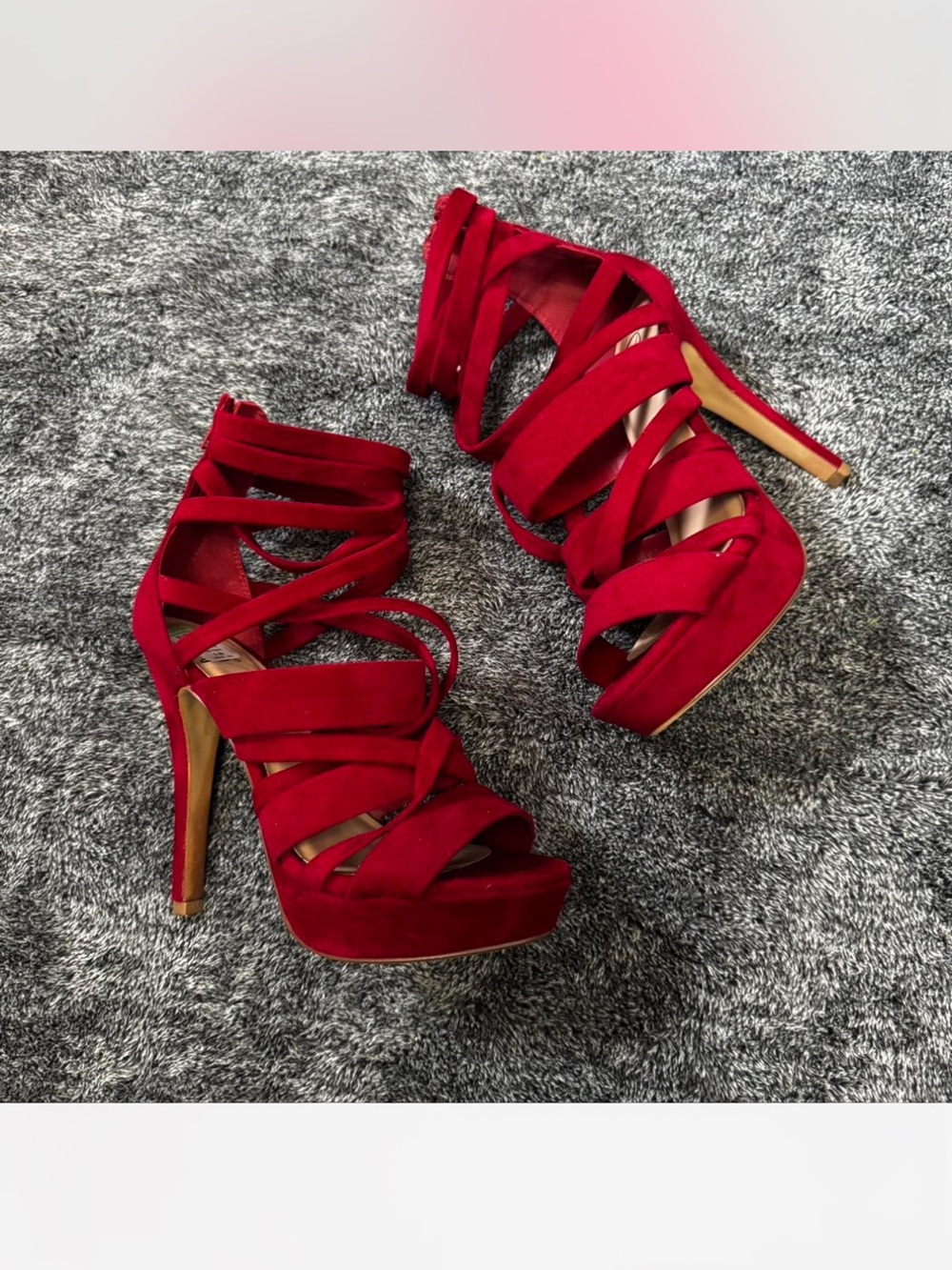Vintage Red High Heel Platform Sandals
